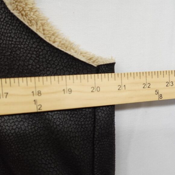 Drape Vest Women Shearling Open Front Sherpa Western Boho Ranch Italy Hippie Ski - Picture 11 of 12